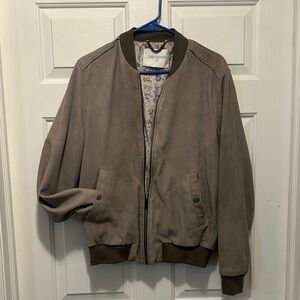 Chevignon Men's Taupe Suede Bomber Jacket